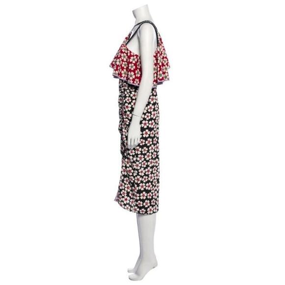 Marianna Senchina Sz S Avant Garde One Shoulder Floral Ruffle Dress Bling Strap - Picture 5 of 12